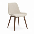 Stoff-Esszimmerstuhl mit Holzbeinen, Beige