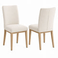 2er Set Esszimmerstühle, stoffbezogen, mit Eichenholzbeinen, Beige