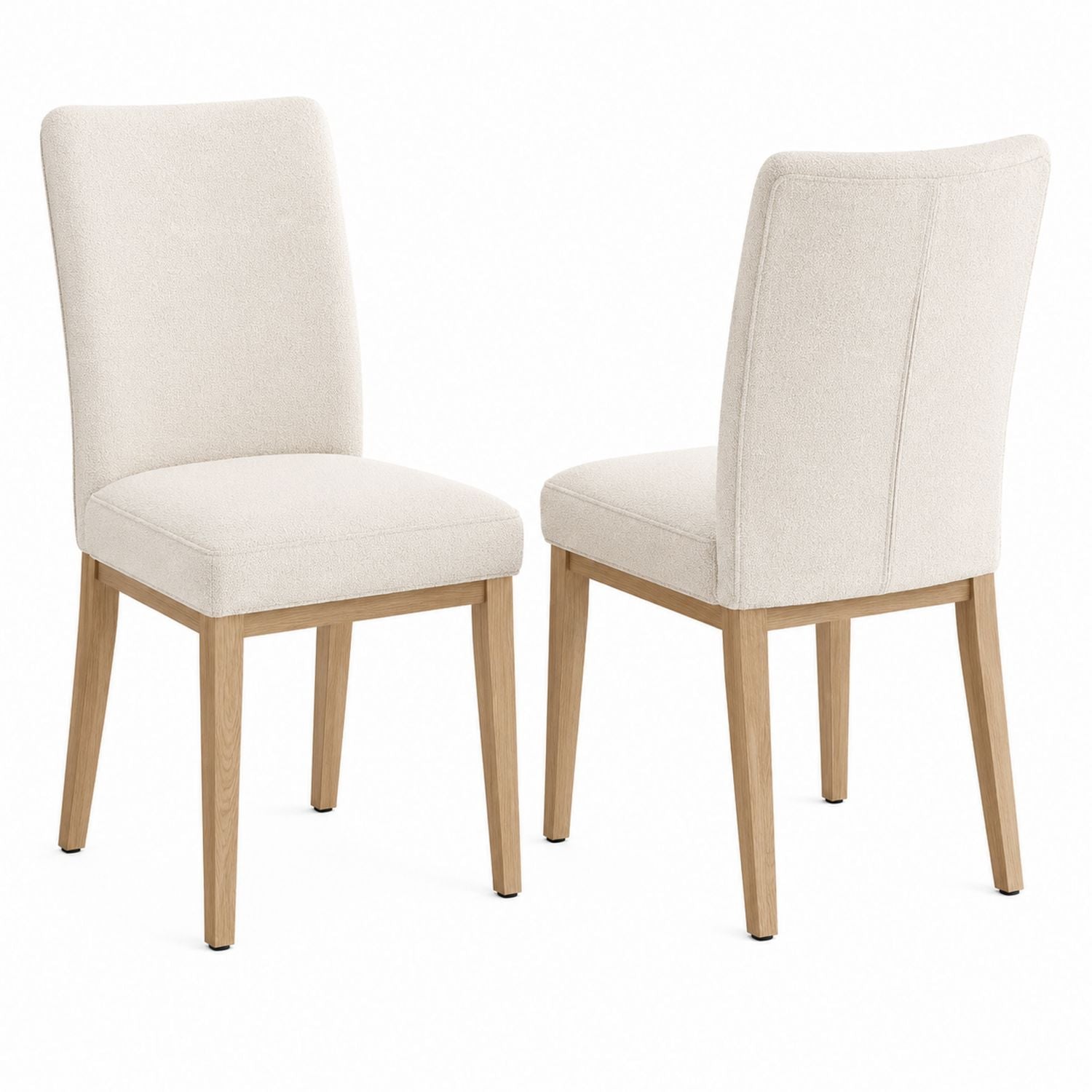 2er Set Esszimmerstühle, stoffbezogen, mit Eichenholzbeinen, Beige