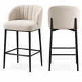 2er-Set Barhocker aus Stoff mit Metallrahmen, Beige