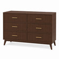Mid-Century Modern Kommode mit 6 Schubladen, Walnussholz, Braun