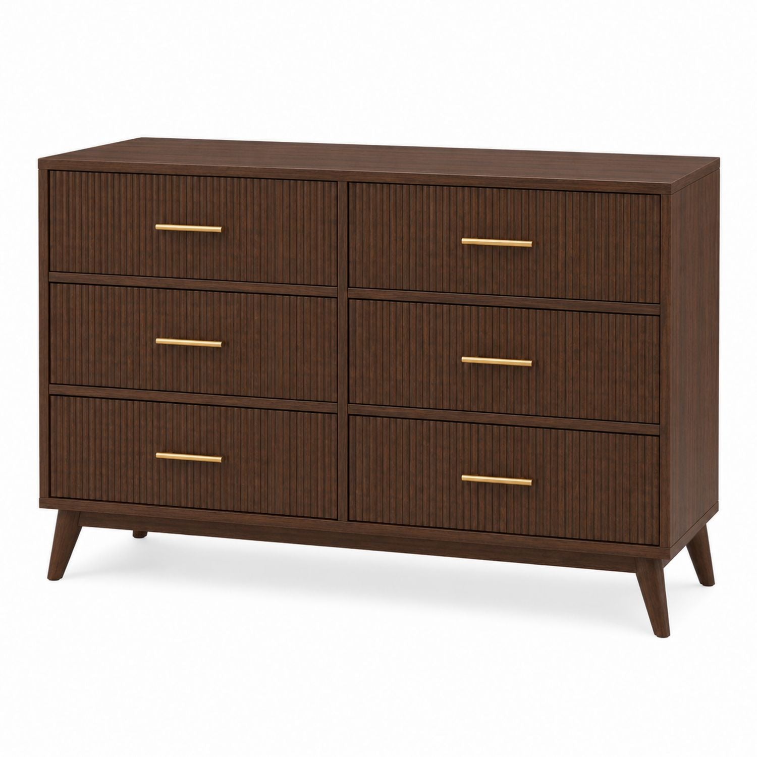 Mid-Century Modern Kommode mit 6 Schubladen, Walnussholz, Braun