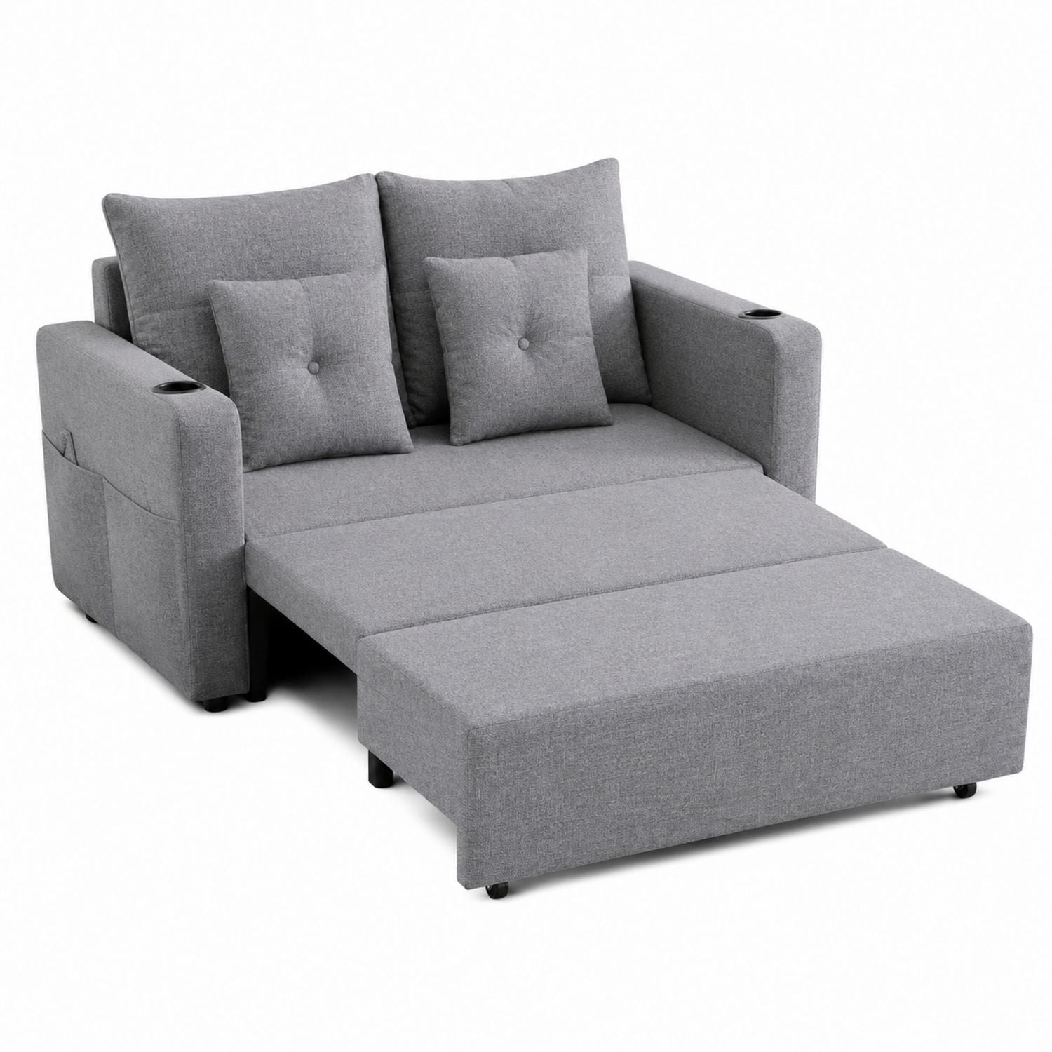 Graues Polyester Schlafsofa mit Ausziehfunktion