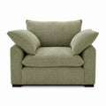 Einzelsitzer-Sofa aus Leinen in Olivgrün mit Kissen