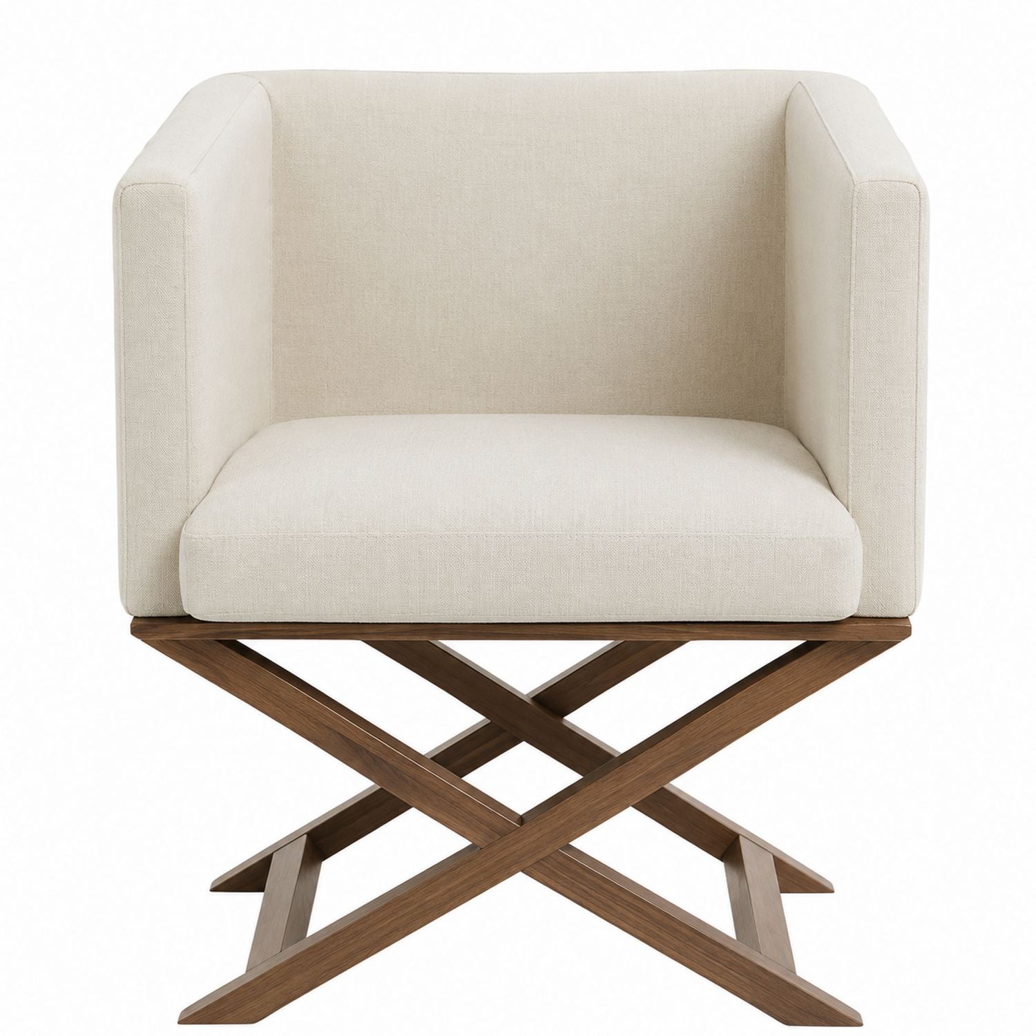 Beigefarbener Stoff-Sessel mit Holzfuß 60cm x 60cm x 75cm