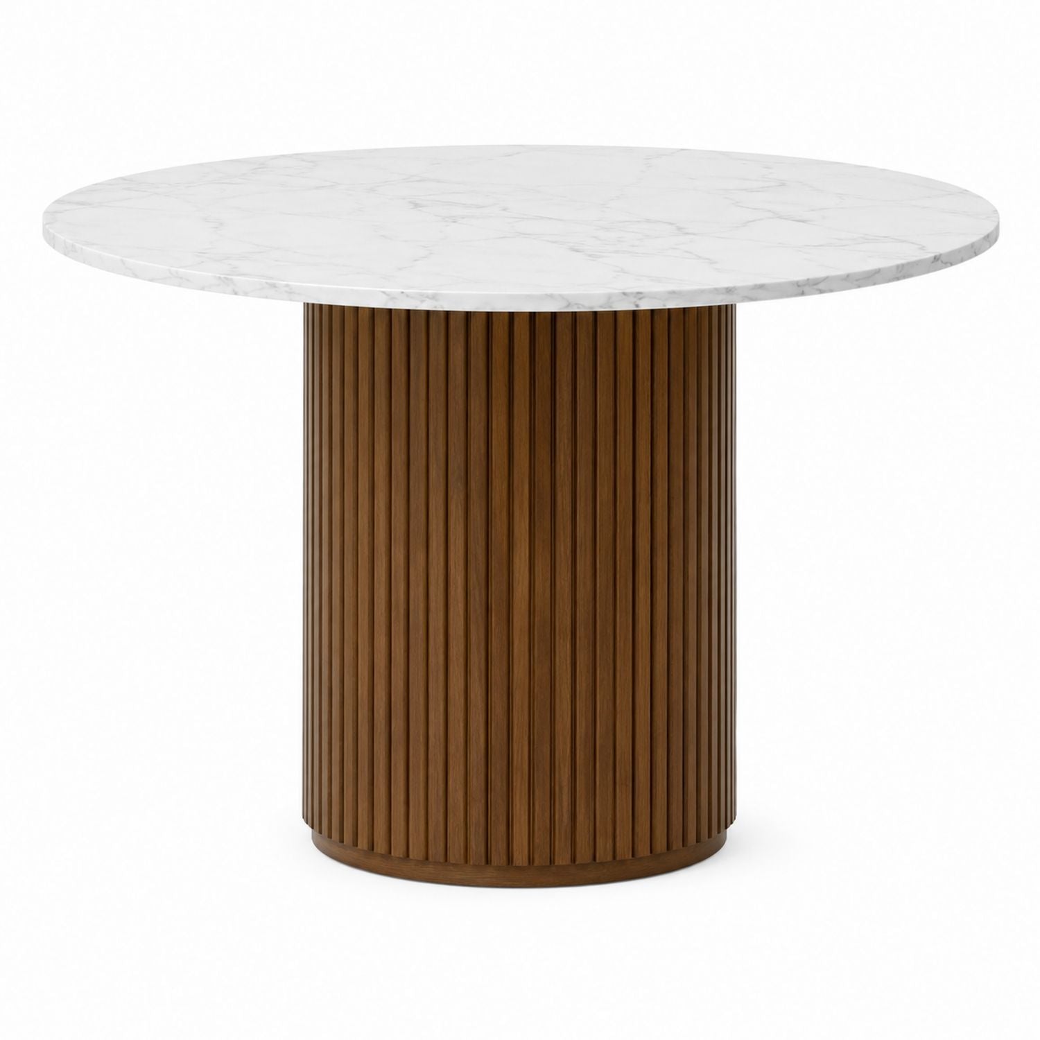 Runder Esstisch aus Marmor mit Holzgestell 120cm