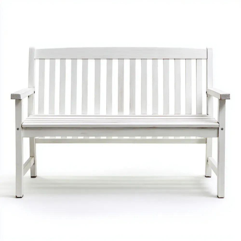 Wooden Patio Bench Solid Wood White 120x60x85 cm – Outdoor Furniture