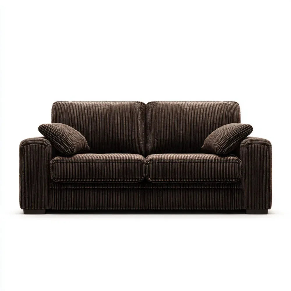 Corduroy Sofa Set 180x90x85 cm – Dark Brown – Modern Design