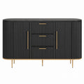 Schwarzes Sideboard aus Holz mit goldenen Metallbeinen 150cm