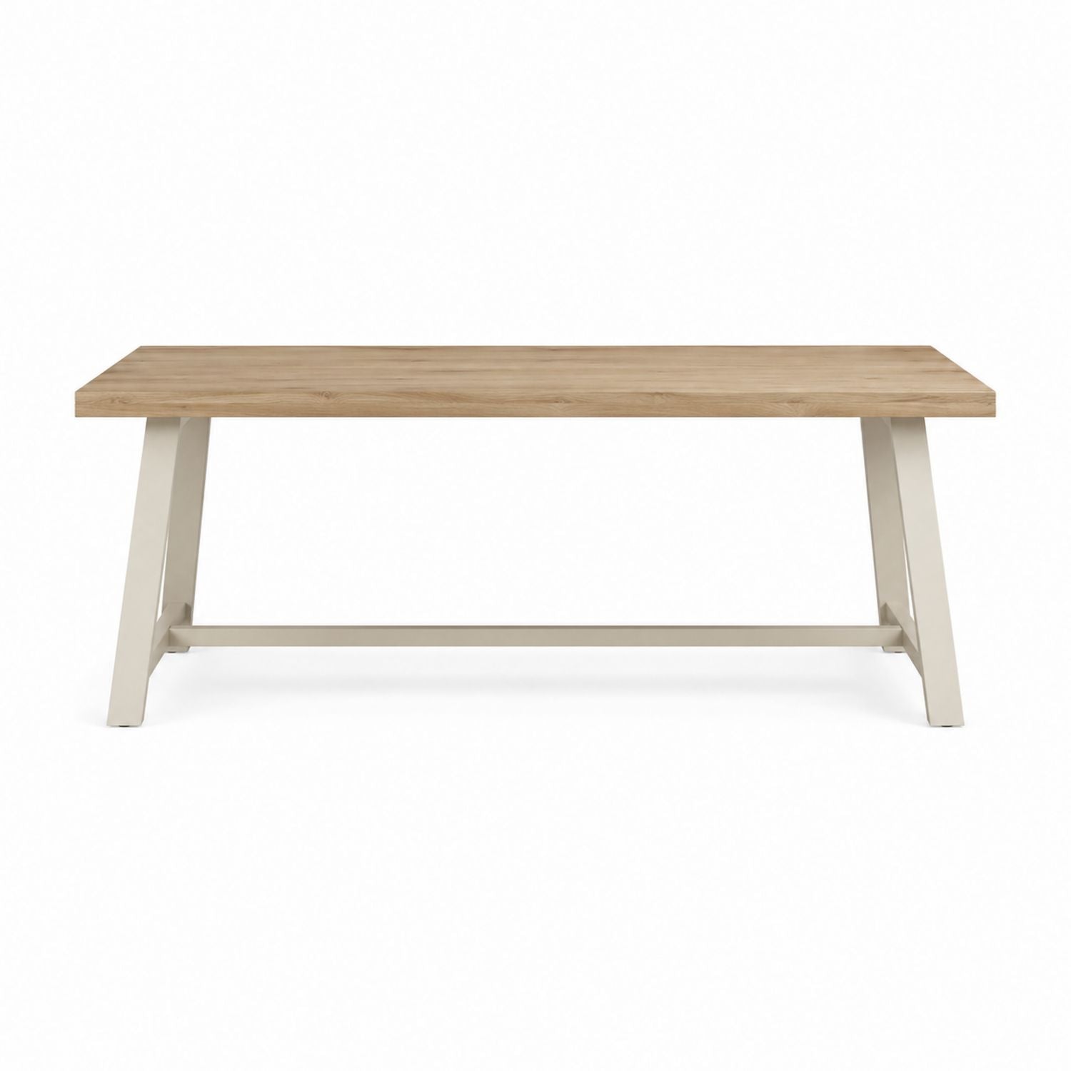 Rechteckiger Outdoor-Esstisch Massivholzplatte mit Metallbeinen 180cm