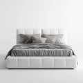 Double Bed Faux Leather Upholstered 200x160x100 cm - White - Modern Style