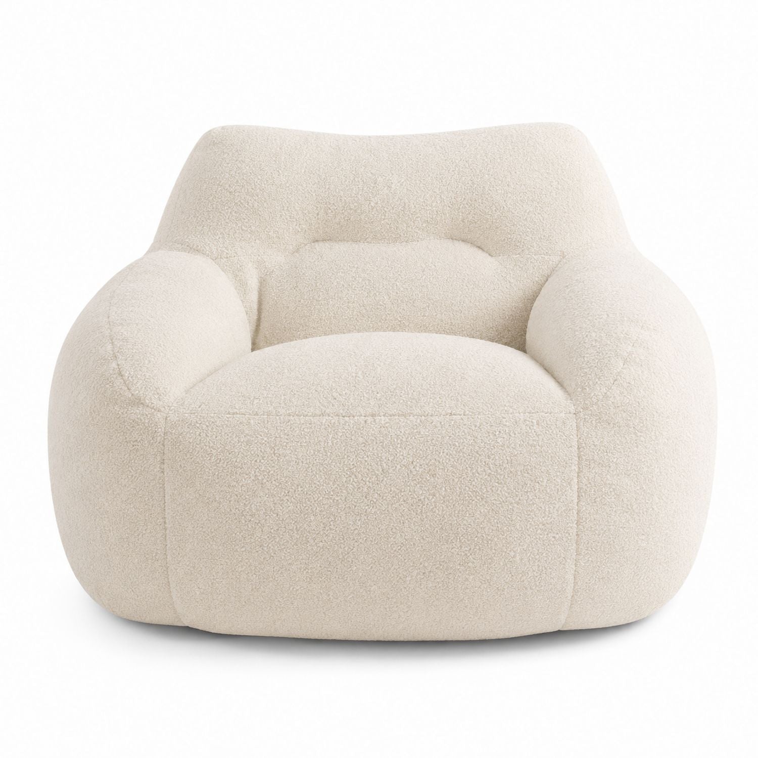Beiger Bouclé-Loungesessel mit hochdichtem Schaumstoff