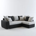 L-Shaped Sofa Set Fabric Upholstered 260x160x85 cm – Light Gray/Black – Modern Design