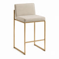 Barhocker aus Kunstleder mit Edelstahlgestell Beige 45cm x 50cm x 95cm