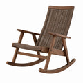 Schaukelstuhl aus Holz mit Rattan-Rückenlehne in Braun