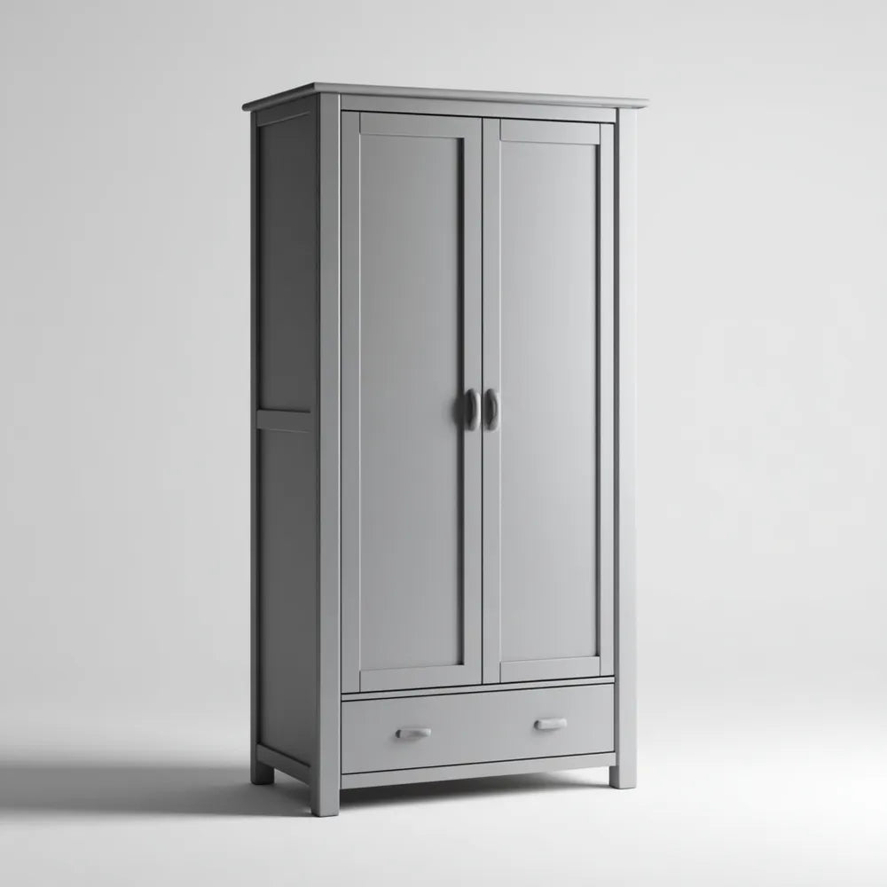 Wardrobe Wood 90x50x190 cm – Grey – Classic Design
