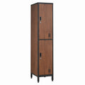 Holzschließfachschrank mit schwarzem Metallrahmen, 2-türig, 180 cm Höhe