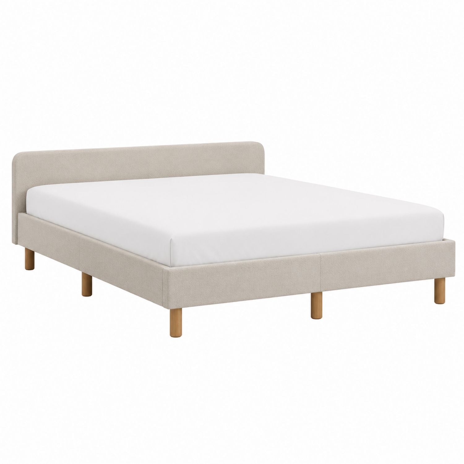 Kopfteil Bettrahmen Leinen Beige mit Holzbeinen