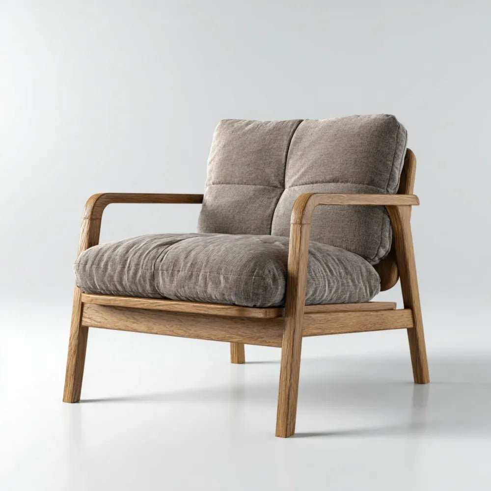 Armchair Linen Upholstery 75x80x90 cm - Light Grey - Modern Design