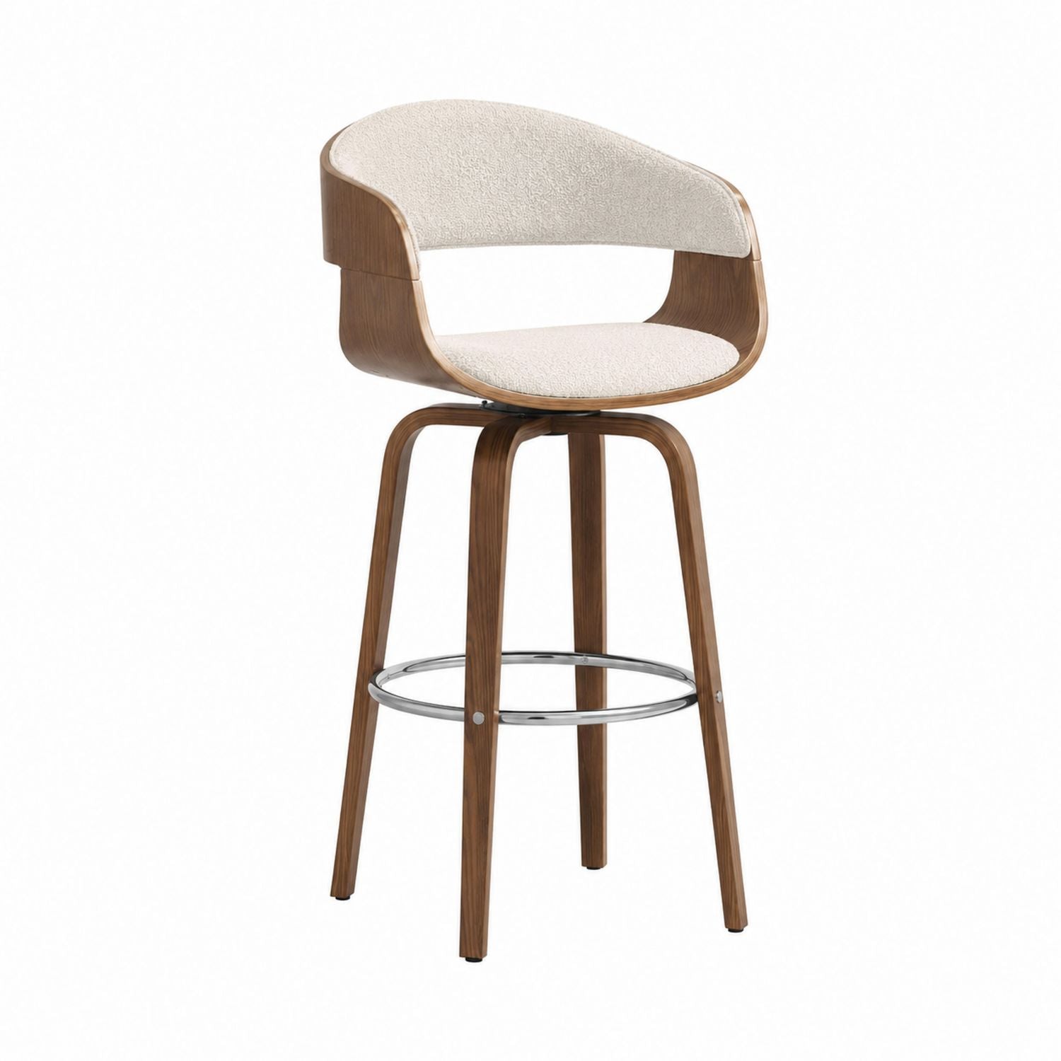 Barhocker Holz mit Polyester-Sitzfläche Beige 100cm