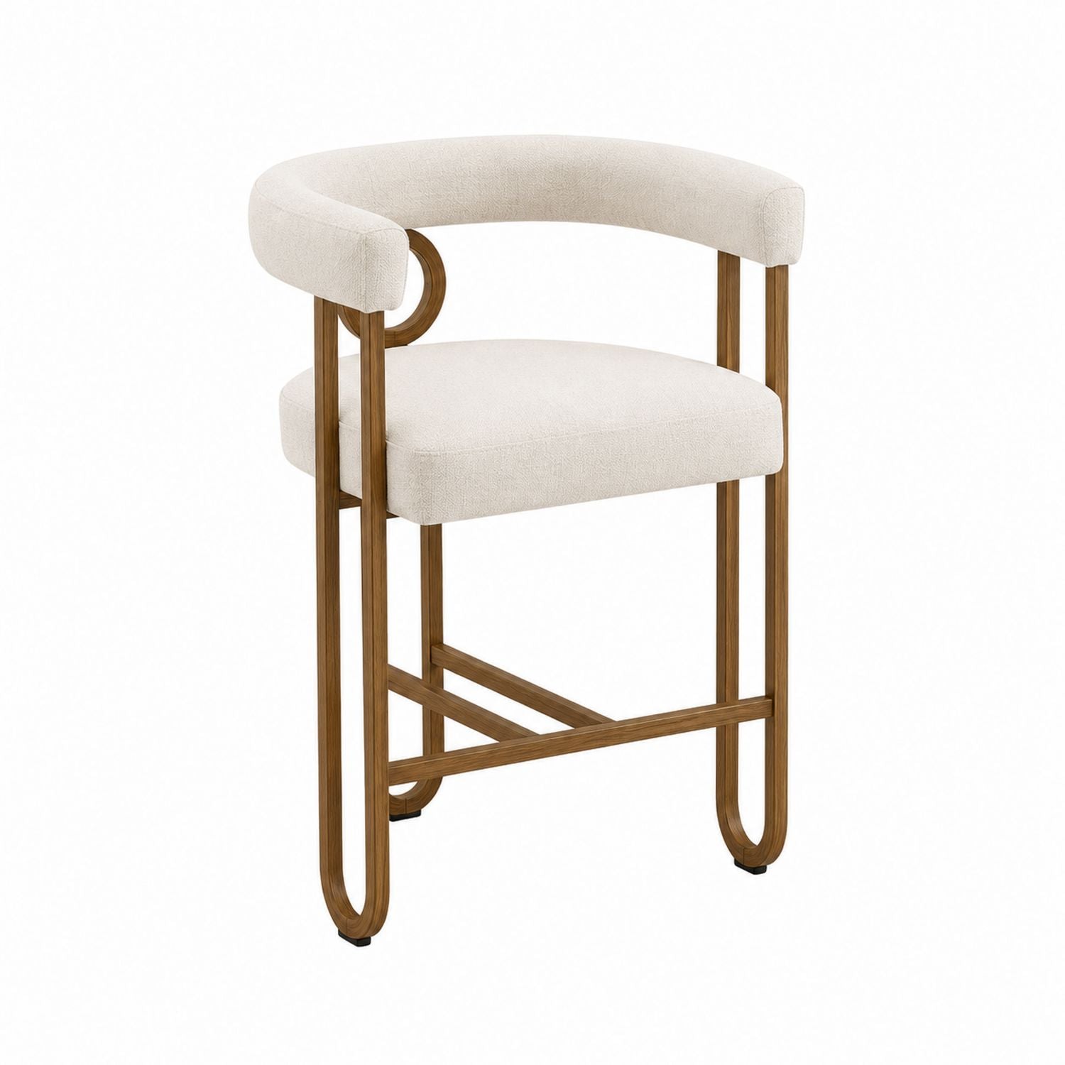 Barhocker mit Polyesterbezug und Holzgestell Beige