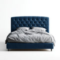 Double Bed Velvet Upholstered 200x150x120 cm - Blue - Contemporary Design