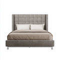 Double Bed Upholstered Fabric 160x200x120 cm - Light Grey - Contemporary Design