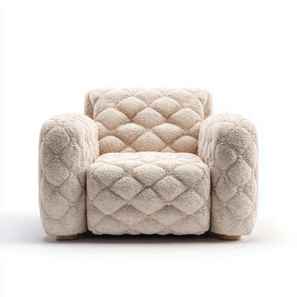 Armchair Faux Fur Upholstered 85x90x75 cm - Beige - Modern Cozy Design