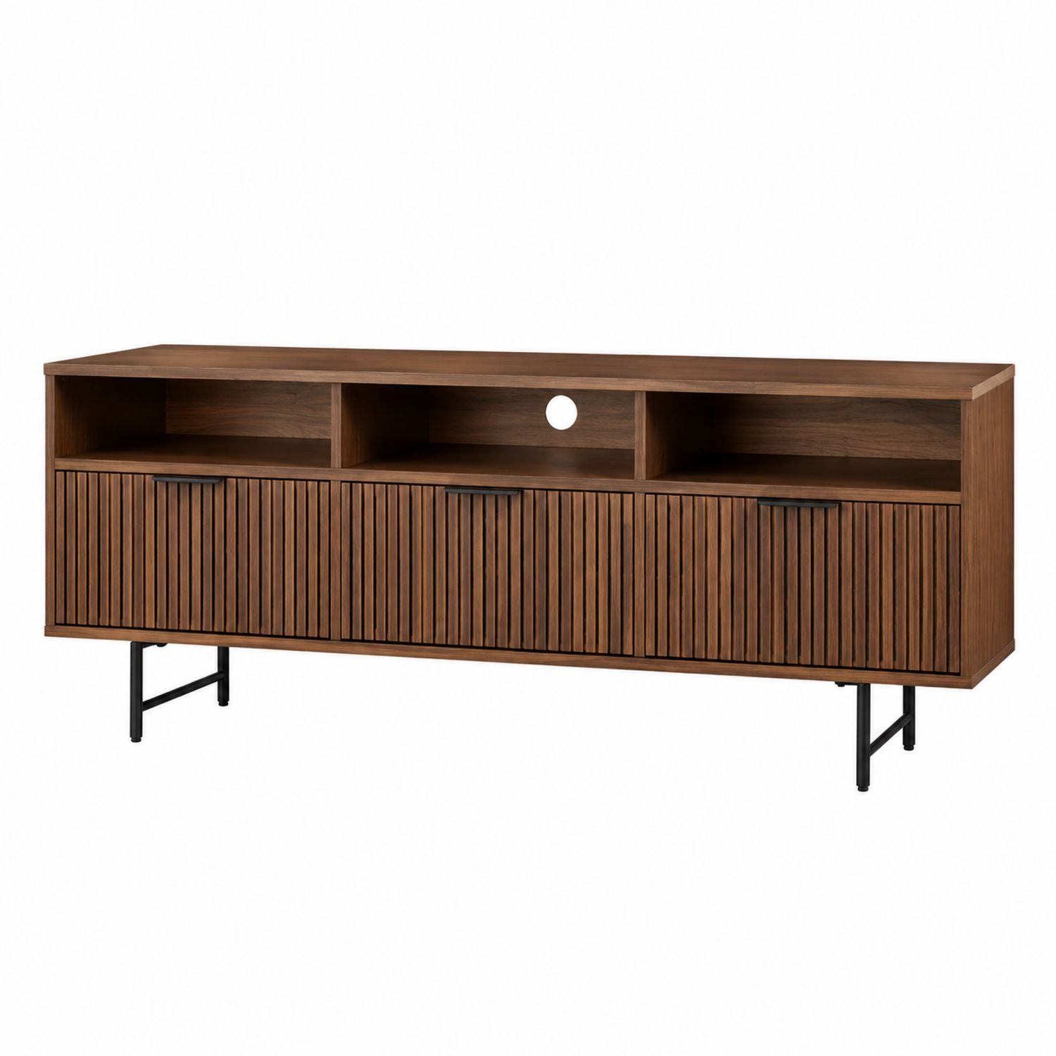 TV-Schrank aus Holz mit Ablagen und Schrank, braun, 180 cm