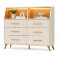 Doppelschubladenkommode aus Holz mit LED-Regalen Beige 6 Schubladen 120cm
