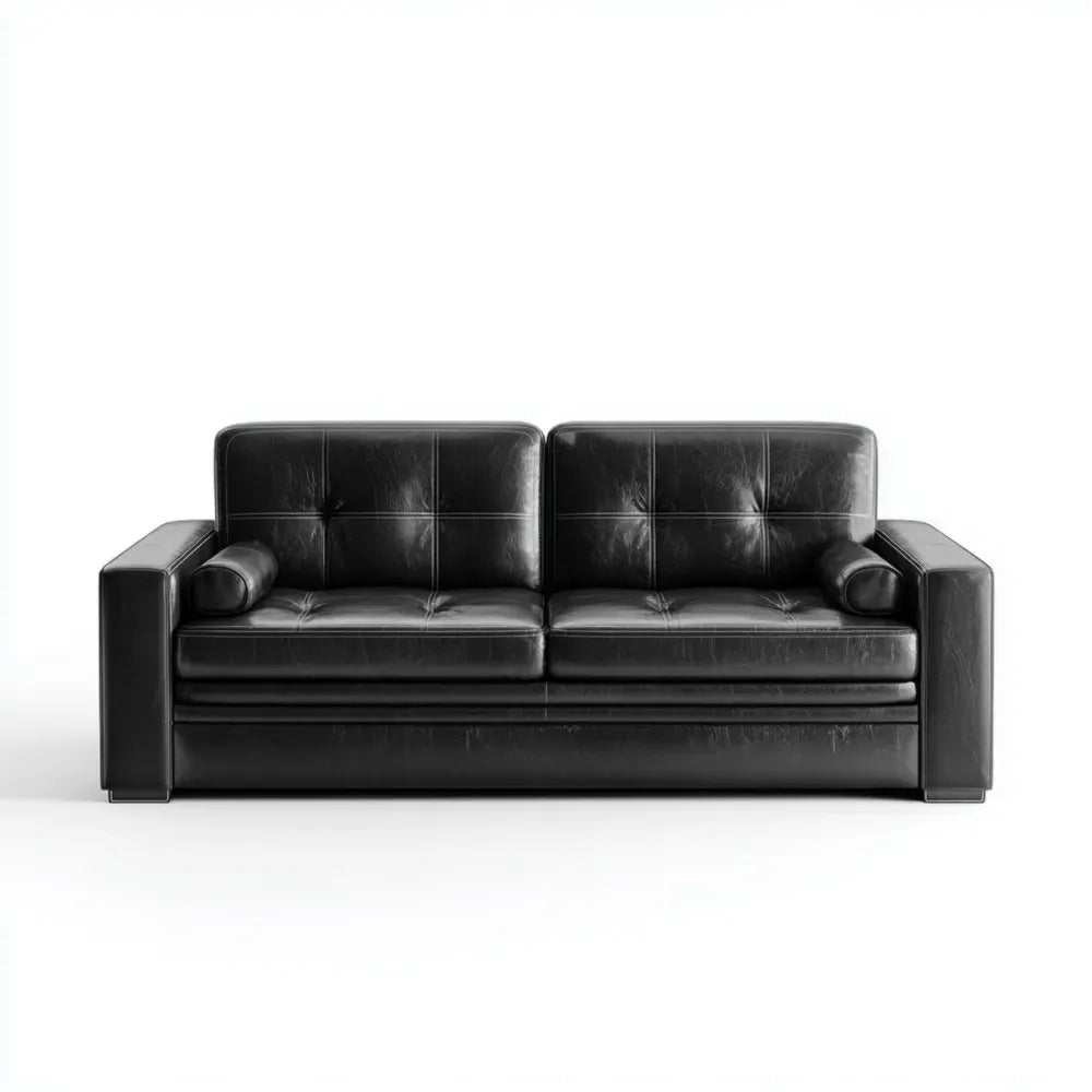 Sofa Set Leather Upholstered 200x85x75 cm - Black