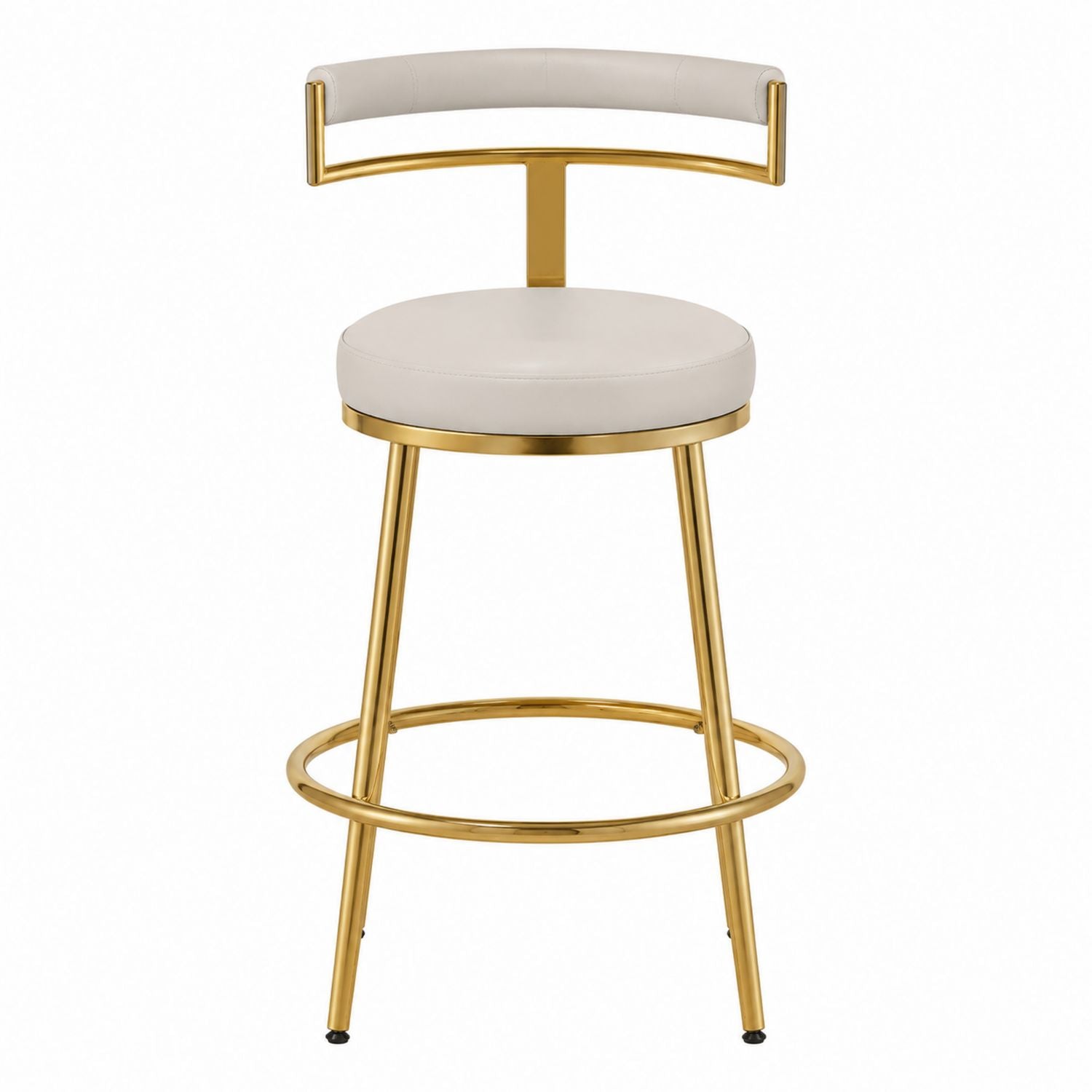 Barhocker Kunstledersitz mit goldfarbenem Edelstahlgestell 75cm