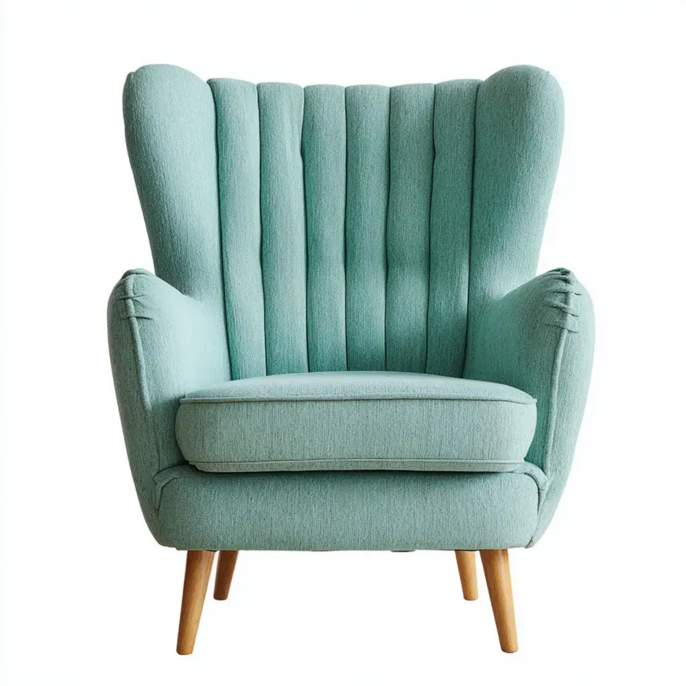Contemporary Wingback Armchair Fabric Upholstery 82x80x90 cm – Light Blue