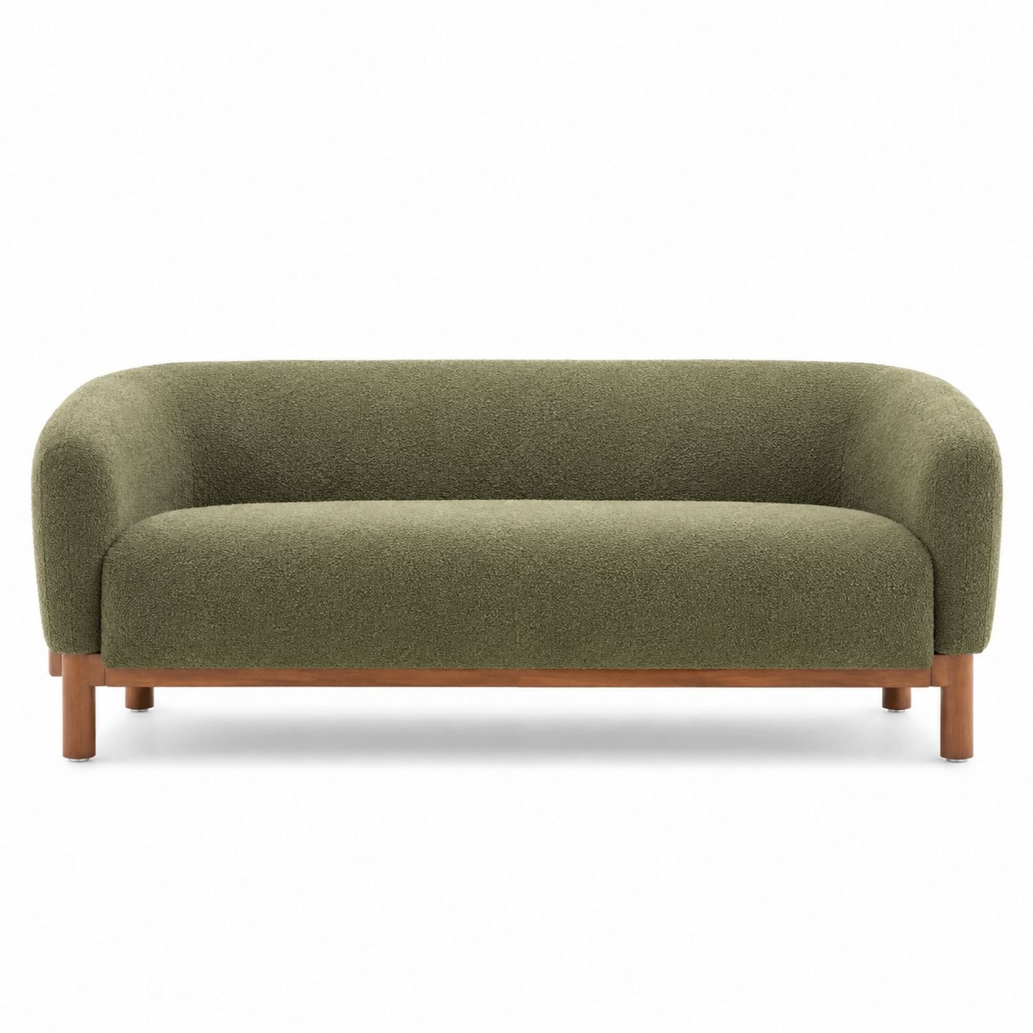Olivfarbenes Strukturgewebe-Sofa mit Holzrahmen 210cm x 95cm x 82cm