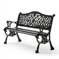 Outdoor Patio Bench Cast Iron 120x55x78 cm - Black - Victorian Style