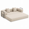 Schlafsofa aus Polyester-Mischgewebe mit Metallarmlehnen, Beige