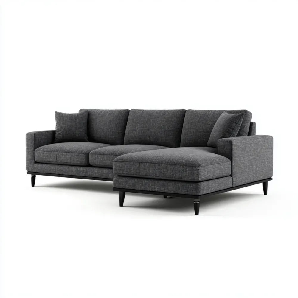 Sectional Sofa Set Fabric Upholstery 260x160x85 cm - Dark Gray - Contemporary Design