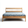 Double Bed Solid Wood Frame 200x140x35 cm - Natural Finish - Minimalist Design