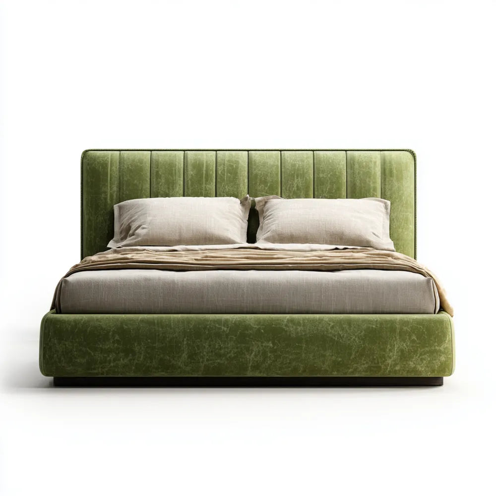 Double Bed Velvet Upholstery 200x150x100 cm - Green - Modern Design
