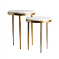 Marble Top Side Tables - 50x50 cm & 45x45 cm - Gold Legs - Modern