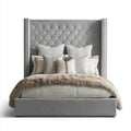 Double Bed Upholstered 200x160x140 cm - Light Gray - Modern Design